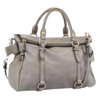 Miu Miu Pre-owned Hand Bag - Dames - Vintage Handtas - Grijs - ONE Size - Leer - Vintage