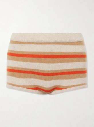 The Elder Statesman Shorts In Cashmere A Righe Hallie - Arancione