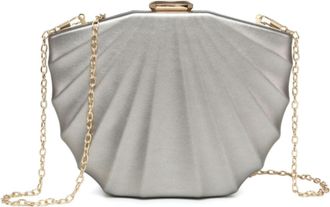 Generic Womens Shell Shaped Evening Clutch Bag with Chain Strap - PU Leather Crossbody Handbag for Weddings, Parties & Formal Events - Compact Pleated Clasp P