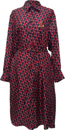 Lanvin Embellished Printed Midi Shirt Dress in Multicolor Silk