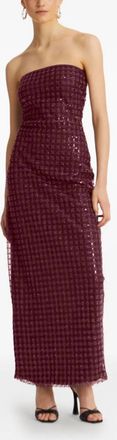 Rotate Zinfandel Beaded Maxi Tube Dress In Red