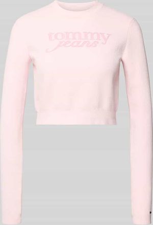 Tommy Jeans Regular Fit Pullover mit Label Stitching in Hellrosa, Größe XL