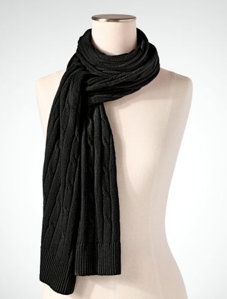 Talbots Soft Cable Knit Scarf - Black - 001 Talbots