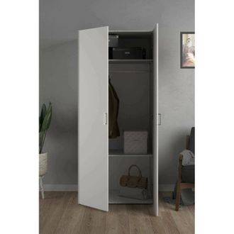 Dmora Armario 2 Puertas Danny, Muebles De Dormitorio, Vestidor, Armario De Ropa, 78x50 H175 Cm, Blanco - Dmora