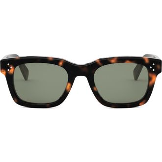 Celine Bold 3 Dots 50mm Square Sunglasses in Dark Havana /Green at Nordstrom
