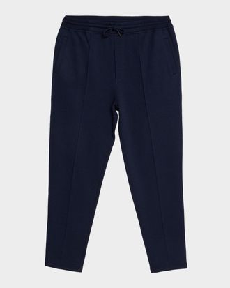 Brunello Cucinelli Men & apos;s French Terry Double Cloth Pintuck Pleated Trousers