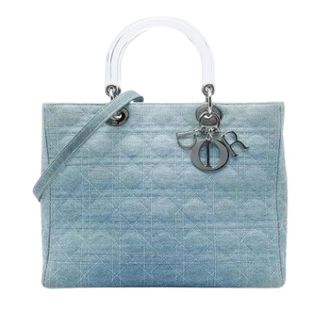 Dior Pre-owned Lady Dior Satchel - Dames - Pre-owned - Blauw - Maat: ONE Size Denim