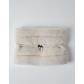 Brunello Cucinelli Off White Wool Shearling Scarf, Brand Size OS (US Size OS)