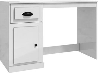 vidaXL Escritorio Caj&oacute;n Madera Contrachapada Blanco Brillo 115x50x75cm Vidaxl