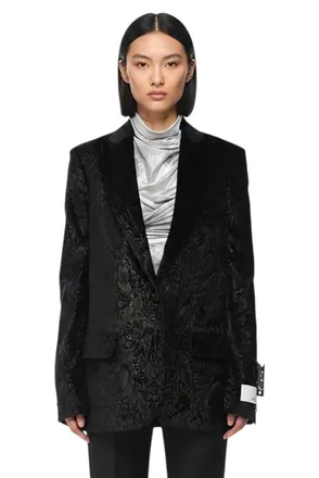 Off-white Black Jacquard Notched Lapel Blazer