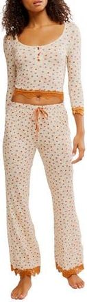 Free People Stolen Dance Pajamas in Cream Combo at Nordstrom Rack, Size X-Small