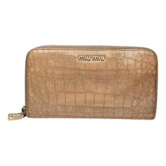 Miu Miu Pre-owned Leather Wallet - Dames - Vintage Accessoires - Bruin - ONE Size - Leer - Vintage