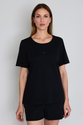 Joop T-Shirt JOOP Cosy, Damen, Gr. 34, schwarz, Jersey, Obermaterial: 95% Baumwolle, 5% Elasthan, unifarben, loose fit h&uuml;ftlang, Rundhals, Shirts T-Shirt, 