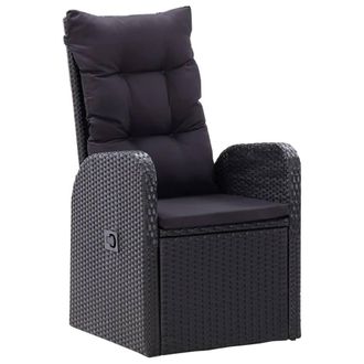 Berkfield Home 5 Piece Garden Dining Set with Cushions Black Poly Rattan