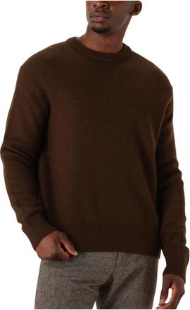 Selected Slharne LS Knit Relaxed Wool Crew Neck - Heren - Ronde hals truien - Bruin - S - Wol - Truien & Vesten