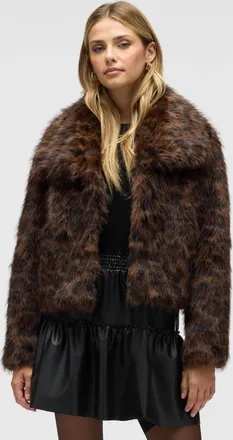 NVLT Womens Long Hair Faux Fur Jacket