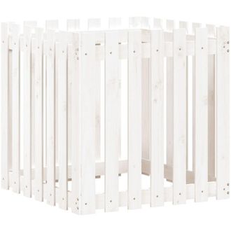 vidaXL Vidaxl - Jardinera Dise&ntilde;o De Valla Madera Maciza Pino Blanca 70x70x70 Cm