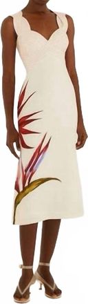 Farm Rio Strelitzia Midi Dress In Sand