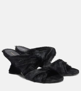Dries Van Noten Calf hair wedge sandals