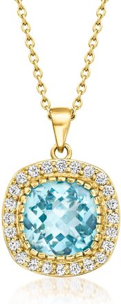 Ross-Simons Sky Blue Topaz Pendant Necklace With White Topaz in 18kt Gold Over Sterling