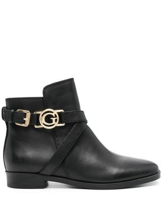 Guess Co Floriza logo-plaque leather boots - Black