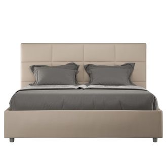 ITYhome Cama con somier 160x200 cuero sint&eacute;tico gris paloma