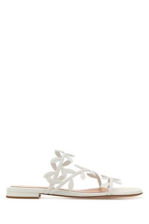 Gianvito Rossi Womens White Nappa Leather Flavia Slippers - Size EU 37