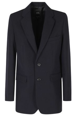 A.P.C. Dark Blue Annie Flap Pockets Cotton-Blend Blazer