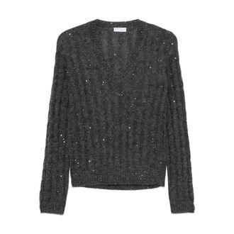 Brunello Cucinelli Dames, Truien, Grijs, Maat: S