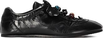 Cecilie Bahnsen Zwarte leren lage sneakers - Dames - Sneakers - Zwart - 36 EU - Leer - Schoenen