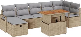 vidaXL Garden Sofa Set with Cushion 8 pcs Beige Poly Rattan vidaXL