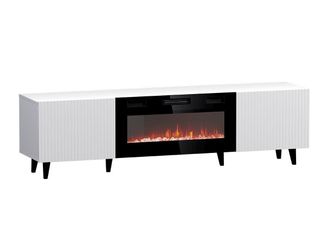 Mirjan24 Mobilier1 - Mueble Tv Levmari 106, Blanco + Negro, N&uacute;mero De Puertas: 0, N&uacute;mero De Cajones: 0, 181x49x40cm, Led