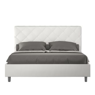 ITYhome Letto Matrimoniale Rivestito In Similpelle - Priya - Dimensione Rete: 160x190 - Tipologia Letto: Alzata Doppia - Colore: Bianco