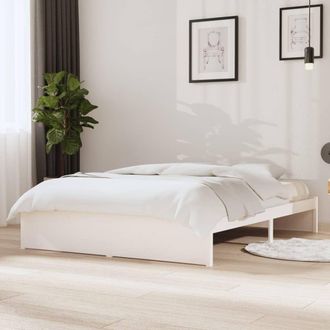 Berkfield Home Bed Frame White Solid Wood 140x200 cm