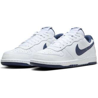 Nike Big Nike Low Basketball Sneaker in 140 White/mnnavy at Nordstrom Rack, Size 10