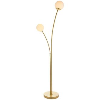 Endon Lighting Complete Floor Lamp Satin Brass Plate, Opal Glass