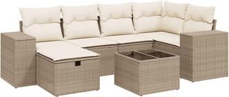 vidaXL Vidaxl - Set Sof&aacute;s De Jard&iacute;n 7 Piezas Y Cojines Rat&aacute;n Sint&eacute;tico Beige