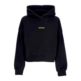 PROPAGANDA Ribs Crop Hoodie - Dames - Hoodies - Zwart - M - Katoen - Hoodies & sweatvesten
