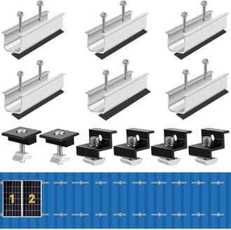 OEM Kit De Montaje Solar Coocheer Para 2 Paneles: Aluminio Resistente A La Corrosi&oacute;n, Ajustable De 30 A 35 Mm, Montaje R&aacute;pido