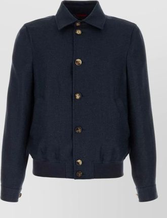 Brunello Cucinelli silk blend bomber jacket point collar ribbed