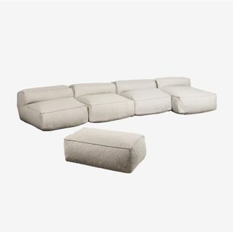 Sklum Sof&aacute; Modular Chaise Longue De 4 Piezas Y Puff Para Jard&iacute;n Dojans Sklum
