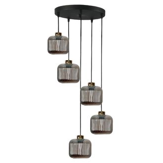 OEM L&aacute;mpara De Techo Colgante Negra Con Pantalla De Cristal Grafito Korn 14-970