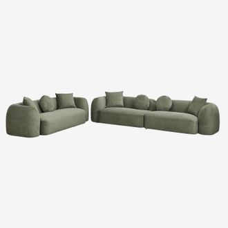 Sklum Conjunto De Sal&oacute;n Con Sof&aacute; Modular De 2 Piezas Y Sof&aacute; De 3 Plazas En Chenilla Coco Sklum