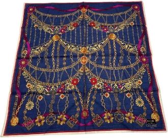 Celine Pre-owned Vintage Zijden Sjaal - Dames - Vintage Accessoires - Blauw - ONE Size - Vintage