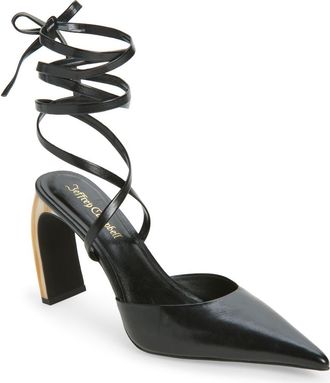 Jeffrey Campbell Accural Ankle Wrap Pointed Toe Pump in Black at Nordstrom, Size 5.5