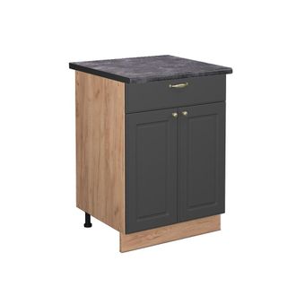 Vicco Mueble Bajo De Cocina Fame-line, Antracita-oro, 60 Cm Con Caj&oacute;n, Et Antracita Vicco