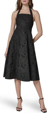 DKNY Embroidered Halter Cocktail Dress in Black/black at Nordstrom, Size 12