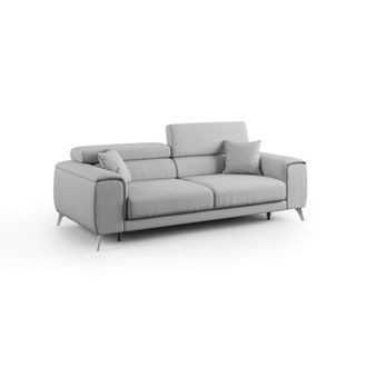 Divani.Store Fusion Sof&aacute; Con Asientos Deslizantes En Tela Suave Antimanchas 215 Cm Gris