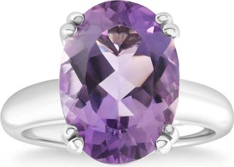 Pompeii3 4Ct Large 10x8mm Oval Amethyst Solitaire Ring 10k White Gold