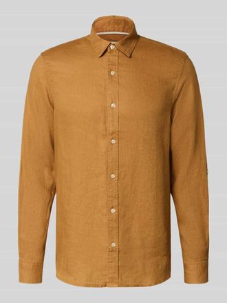 Scotch & Soda Regular Fit Leinenhemd mit Kentkragen in Hazel, Gr&ouml;&szlig;e XXL